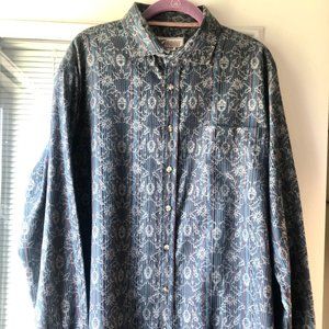 ROAD blue pattern button down men's shirt, sz L